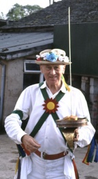Walter Abson, the first Bagman of the Morris Ring: a portrait taken in Dacre by Peter Copley (Stafford MM) in 1980 during the 92nd TM tour which was based in the Eden Valley. Walter Abson, the first Bagman of the Morris Ring